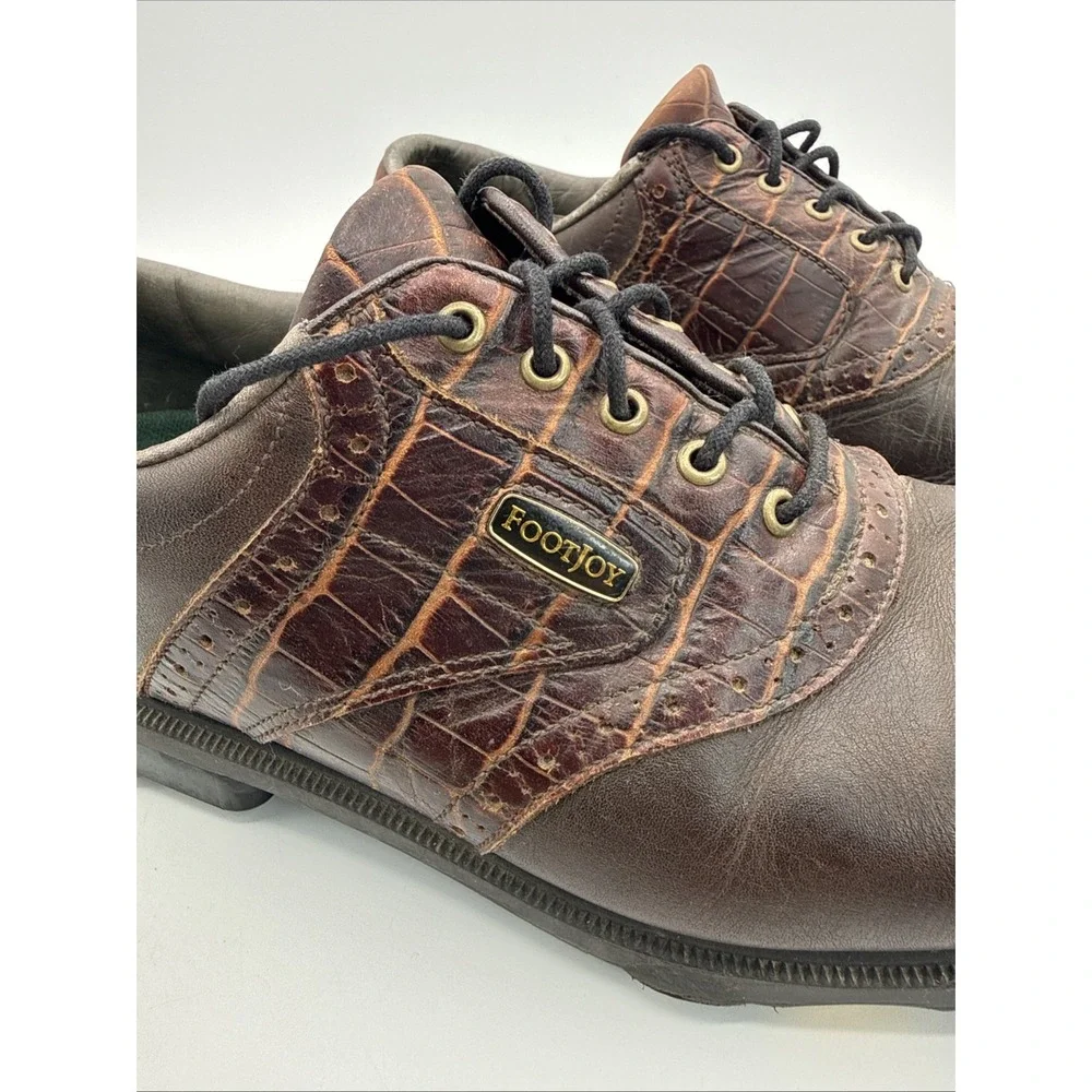 FootJoy DryJoy Contour Casual Brown Golf Shoes Men's Sz 10 Leather Lace Up